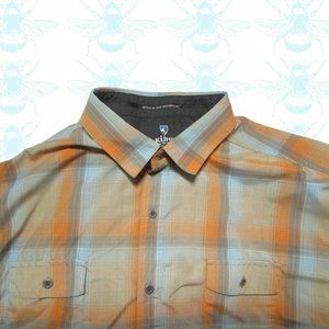 Kuhl Orange Blue Short Sleeve Hiking Camping Button Up Mens Size- XXL